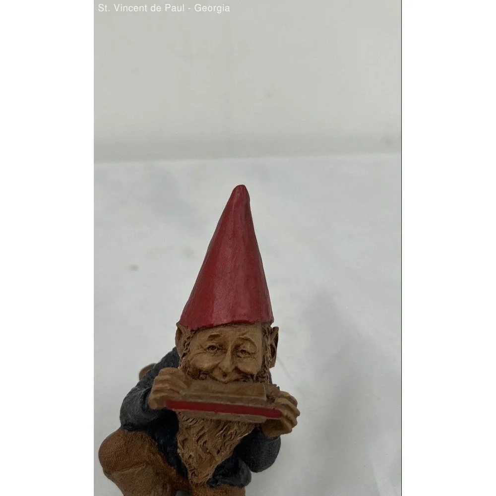 Tom Clark Gnome Johnny Harmonica Shelfsitter & Stand Figure Signed 1988 #71 VGC